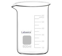 Labasics Glass Beaker, 1 Pack Borosilicate Glass Graduated Low Form Griffin Beaker with Pouring Spout Lab Beaker, 600 ml, High Temperature Resistance, Laboratory use