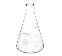 Labasics Glass Narrow Mouth Erlenmeyer Flask, Borosilicate Glass Heavy Wall Flask with Heavy Duty Rim, 1 L
