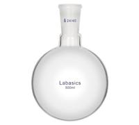 Labasics Glass Round Bottom Flask, Borosilicate Glass Heavy Wall Short Neck Round Bottom Flask RBF Single Neck Flask with 24/40 Standard Taper Outer Joint, 500 ml