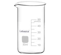 Labasics Glass Tall Beaker, Borosilicate Glass Graduated Tall Form Griffin Beaker with Pouring Spout, 1 Pack, 50 ml