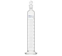 Labasics Graduated Cylinder with 24/40 Joint Stopper, Borosilicate Glass, Blue Scale Measuring Cylinder for Laboratory Precise Liquid Measurement, 500 ml