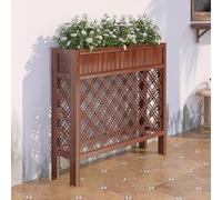 Labasuan 90cm Height Weather-Resistant Wooden Lattice Planter Box, Large Raised Patio Planter, Elevated Reinforced Flower Box, for Backyard, Patio, Balcony w/Divider Panel(L-100cm)