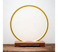 Labasuan Gold Tabletop LED Light Ring Buddha Altar with 3-Color Adjustable Lamp, Modern Meditation Home Decor Ornament with Backflow Incense Holder, for Statues & Offerings(40cm/15.7in)