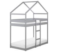 Bunk Bed House Pine Wood LABATUT 90 x 200 cm (EU Single) Grey