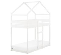 Bunk Bed House Pine Wood LABATUT 90 x 200 cm (EU Single) White