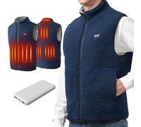 LABCOOL Heated Gilet Men Women - Heated Vest with Dual-Comfort Fleece - USB Powered 6-Zone Heating & 3 Heat Settings - 10000mAh Power Bank - Machine Washable - Ideal for Outdoor