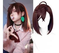 LABEAUTÉ Momo Ayase Cosplay Wig + Wig Cap Dan DA Dan Dan Dark Brown Wig with Fringe for Women and Girls Synthetic Fiber Wig Costumes Party Halloween