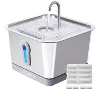 LABEKA Stainless Steel Cat Water Fountain 135oz/4L:Battery Operated Wireless Cat Fountains for Drinking Indoor, Automatic Pet Water Dispenser with Ultra Quiet Pump,Multi-Filtration,Easy Clean BPA-Free