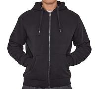 LABEL APPAREL Men’s Fur-Lined Zip Hoodie Plain Full-Zip Winter Jacket with Plush Faux-Fur Hood, Warm Cotton-Blend Fabric & Ribbed Cuffs Soft Casual Sweatshirt for Cold Weather(Black