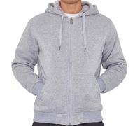 LABEL APPAREL Men’s Fur-Lined Zip Hoodie Plain Full-Zip Winter Jacket with Plush Faux-Fur Hood, Warm Cotton-Blend Fabric & Ribbed Cuffs Soft Casual Sweatshirt for Cold Weather(Grey