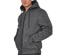 LABEL APPAREL Men’s Fur-Lined Zip-Up Hoodie - Ultra-Warm Winter Jacket with Plush Lining, Adjustable Hood & Pockets - Casual Two-Tone Fleece Sweatshirt Charcoal (Medium)