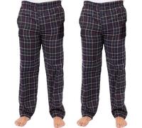 LABEL APPAREL Mens 2 Pack Pyjama PJ Pants Bottoms Lounge Lightweight Cotton Woven Check Tartan Nightwear S-3XL Navy