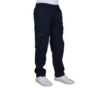 LABEL APPAREL Men's Cargo Trousers with Multi-Pocket Design Durable Workwear & Outdoor Pants for Men Lightweight Cargo Pants with Zip Pockets 35% Cotton 65% Polyester Blend Navy Sizes Large