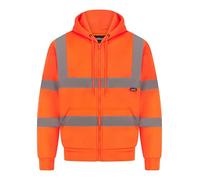 LABEL APPAREL Mens Hi Vis Hoodie Grey High Visibility Reflective Tape Zipper Workwears Long Sleeve Zipped Hoody Tops Fleece Sweatshirts Utility & Safety Jumper Pullover Orange Small