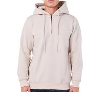 LABEL APPAREL Men's Premium Quarter-Zip Hoodie - Soft Fleece Pullover with Hidden Side Pockets, Adjustable Drawstring Hood & Ribbed Hem - Warm Casual Sweatshirt for Everyday Wear (Beige - Large)