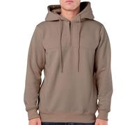 LABEL APPAREL Men's Premium Quarter-Zip Hoodie - Soft Fleece Pullover with Hidden Side Pockets, Adjustable Drawstring Hood & Ribbed Hem - Warm Casual Sweatshirt for Everyday Wear (Brown - Large)