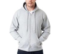 LABEL APPAREL Mens Zip Up Hoodie 300GSM Fleece Plain Pullover Zipped (UK, Alpha, 4XL, Regular, Regular, Grey)