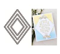 Label Background Die Cuts for Card Making, Rhombus Lace Metal Cutting Dies for Paper Scrapbooking, DIY Stencils for Album Party Wedding Festivals Decoration