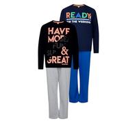 Label Cutters Boys 2 Pack Long Pyjamas Nightwear PJ Sets Weekend Adventures 9 to 14 Years (LONG 2PACK YIGGA 11/12)