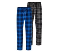 Label Cutters Mens 2 Pack Lounge Pants Polar Fleece Checked Warm Winter Pyjama Bottoms New (2PK POLAR - XL)
