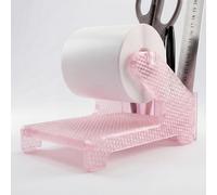 Label Holder for Thermal Printer - For Roll & Fanfold Labels up to 4x6" - Pink Transparent Desktop Label Paper Dispenser Stand - Lightweight & Durable for Office or Home