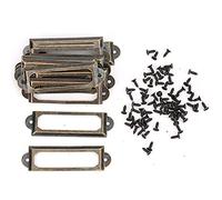 Label Holder Set, 52 x 18mm Cabinet Drawer Card Holders, 20 Pieces, Green Bronze Finish, for Furniture Cupboard Organization