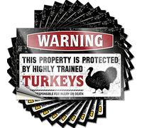 Label Magnetic Wall Self-Adhesive & Positive Affirmation Laminated - Warning This Property is Protected By A Highly Trained Turkey for Vintage Bar Decor | Small Bar Signs for Home(8X12CM-5Pcs)