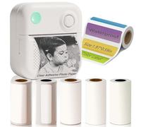 Label Maker Machine with 6 Waterproof Tapes, Thermal Label Maker, Portable Mini Bluetooth Label Printer with Clear Tape for Home, Kitchen, School, Office Organization