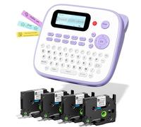 Label Maker Machine with Tapes, D210S Label Maker Waterproof-Labels, Portable Labeler Machine with Tapes 4PK Bundle 12mm 0.47 Laminated White, Wireless Labeling Machine for Jars Bottle School Supplies