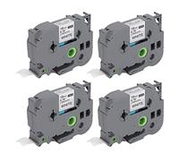 Label Maker Tape 18mm Black on White 8m Refill for TZe 141 241 541 641, Compatible with PT E100 D210 E300 D450 P700 18RZ, Oil Resistant Label Tape (White Box of 4)