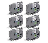 Label Maker Tape 18mm Width 8M Length, Printer Label Maker Refills for PT E100 PT D210, Black on White Label Tape with Strong Adhesive, Covering for TZe 141 TZe 241 TZe (White Box of 6)