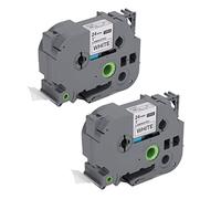 Label Maker Tape 24mm Wide 8M Black on White, Replacement for TZe 651, Even Inking Smart Sensing Label Refills for PT E100 PT D210 PT E300 with Cover (White Box of 2)