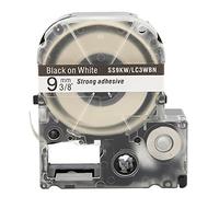Label Maker Tape, Durable PET Plastic, 9mm X 8m Gold on Black - Scratch, High Low Temperature Durable, Ideal for Label Printers (9mm Black Text on White Background)