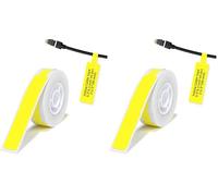 Label Maker Tape for NIIMBOT D11/D110/D101, Cable Label Sticker, Waterproof Tear Proof Thermal Paper 0.5"x4.3" (12.5x74mm),65 Per Roll(Yellow) (Pack of 2)