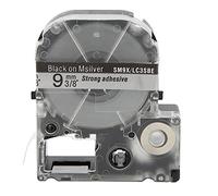 Label Maker Tape High Temperature Resistance Durable Scratch Proof PET Stickers for Label Printer LW Series Jin Gong SR230C SR530C SR550C 9mm Width 8m Length Transparent Design (9mm Matte Silver