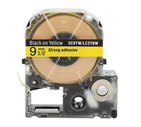 Label Maker Tape High Temperature Resistance Durable Scratch Proof PET Stickers for Label Printer LW Series Jin Gong SR230C SR530C SR550C 9mm Width 8m Length Transparent Design (9mm Yellow