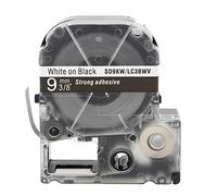 Label Maker Tape High Temperature Resistance Durable Scratch Proof PET Stickers for Label Printer LW Series Jin Gong SR230C SR530C SR550C 9mm Width 8m Length Transparent Design (9mm White On Black)