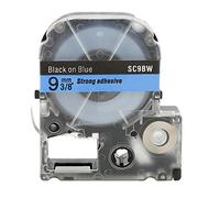 Label Maker Tape High Temperature Resistance Durable Scratch Proof PET Stickers for Label Printer LW Series Jin Gong SR230C SR530C SR550C 9mm Width 8m Length Transparent Design (9mm Blue Background