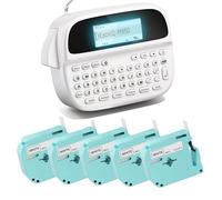 Label Maker with 5PK White 9mm Tapes, Bluetooth Labeler for Kids School Items, Labeling Machine with Backlit LCD, QWERTY Keyboard & APP Connectivity for Teachers Gift, Home & Office Organization