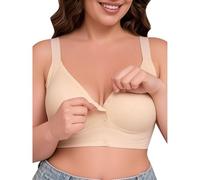 Label Mark 0XL 5XL Extra Large Bra with Buckle Front Exclusive for European and American Sizes, No Adjustable Shoulder Straps, Large Size Underwear Women Fitness, beige, XXL