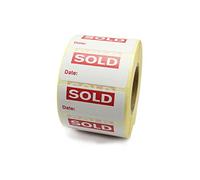 Label Metrics - 1,000 - Sold Date - Labels/Stickers. Ideal for Auctions, Markets, Retail. Self Adhesive, Simply Peel and Apply.