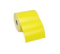 Label Metrics - 100mm x 100mm Yellow Direct Thermal Labels, Permanent Adhesive, Qty 1000