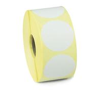 Label Metrics - 40mm Diameter Circle White Semi Gloss Labels/Stickers. Permanent Adhesive. 1,000 Labels roll / 25mm core. for Thermal Transfer Desktop Printers.