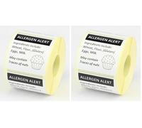 Label Metrics Food Allergy Labels, 38x38mm, 500 Labels on a Roll - Cup Cake (Pack of 2)