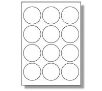 Label Planet® 12 Per Page/Sheet 5 Sheets (60 Transparent Round Sticky Labels) Clear Polyester Circular A4 Gloss Premium Printable Circle Stickers, 63.5MM Diameter LP12/63R GCP, Multi-Purpose