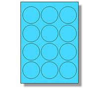 Label Planet® 12 Per Page/Sheet, 50 Sheets (600 Blue Round Sticky Labels), Matt Permanent A4 Circular Coloured Pricing Stickers, LP12/63RC, 63.5MM Diameter Circles, for All Uses