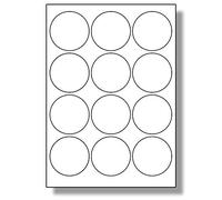 Label Planet® 12 Per Page/Sheet, 500 Sheets (6000 Round Sticky Labels), White Blank Plain Matt Self-Adhesive A4 Circular Circle Permanent, for All Desktop Printers, UK LP12/60R 60mm