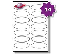 Label Planet® 14 Per Page/Sheet 10 Sheets (140 Oval Sticky Labels) A4 White Matt Laser/Inkjet/Copier Printer Printable Stickers, 95 x 34 MM, UK LP14/95OV Multi-Purpose, Pricing/Seals/Price/Bottles