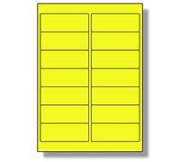 Label Planet® 14 Per Page/Sheet, 100 Sheets (1400 Fluorescent Yellow Sticky Labels), A4 Bright Neon High Impact Paper Stickers, Laser/Inkjet Printer, LP14/99FL, 99.1x38.1mm, for Mail/Product/Warning