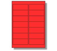 Label Planet® 14 Per Page/Sheet, 25 Sheets (350 Fluorescent RED Sticky Labels), A4 Bright Neon High Impact Paper Stickers, for Laser/Inkjet Printer, LP14/99FL, 99.1x38.1mm, for Mail/Product/Warning